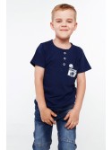 Boy\'s T-shirt with buttons, navy blue NDZ4482 - Online store - Boutique